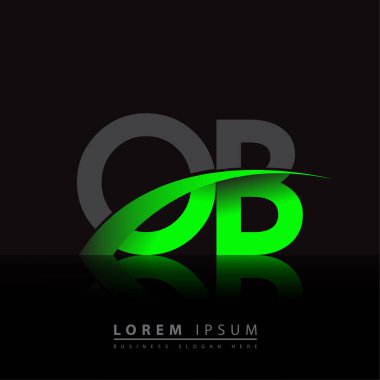 İlk harfi OB logotype şirketi. Renkli yeşil ve siyah Swoosh tasarımı. iş ve şirket kimliği için vektör logosu.