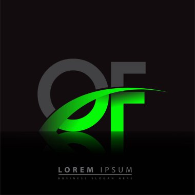 Logotype şirketinin ilk harfi: Renkli yeşil ve siyah Swoosh tasarımı. iş ve şirket kimliği için vektör logosu.