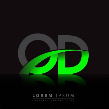 İlk harf aşırı doz logoti şirketinin adı: Renkli yeşil ve siyah desenli. iş ve şirket kimliği için vektör logosu.