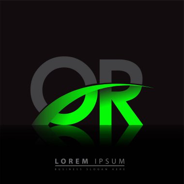 İlk harf ya da logotype şirketi ismi yeşil ve siyah Swoosh tasarımı. iş ve şirket kimliği için vektör logosu.