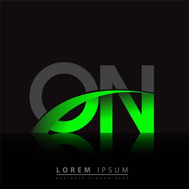 Logotype şirketinin ilk harfi: Renkli yeşil ve siyah Swoosh tasarımı. iş ve şirket kimliği için vektör logosu.