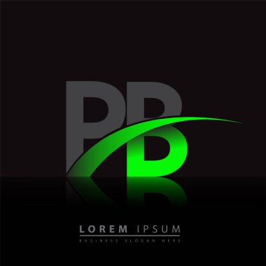İlk harf PB logotype şirket adı yeşil ve siyah swoosh tasarımı. iş ve şirket kimliği için vektör logosu.