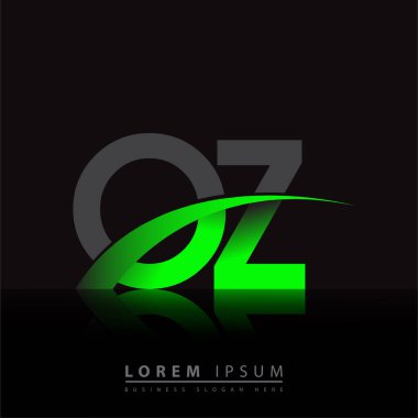 İlk harfi OZ logotype şirketi. Renkli yeşil ve siyah Swoosh tasarımı. iş ve şirket kimliği için vektör logosu.