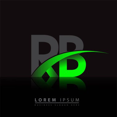 İlk harf RB logotype şirket adı yeşil ve siyah swoosh tasarımı. iş ve şirket kimliği için vektör logosu.