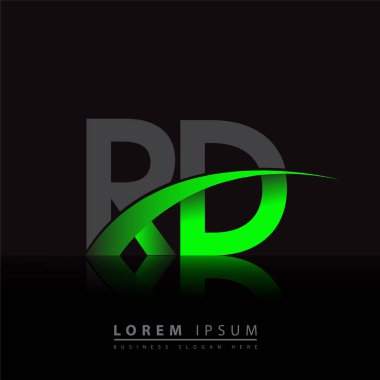 İlk harf Ar-Ge logoti şirketi adı: Renkli yeşil ve siyah Swoosh tasarımı. iş ve şirket kimliği için vektör logosu.