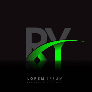 İlk harf RY logotype şirket adı yeşil ve siyah Swoosh tasarımı. iş ve şirket kimliği için vektör logosu.