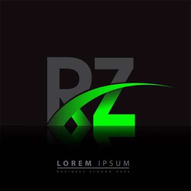 İlk harf RZ logotype şirketinin adı yeşil ve siyah Swoosh tasarımı. iş ve şirket kimliği için vektör logosu.