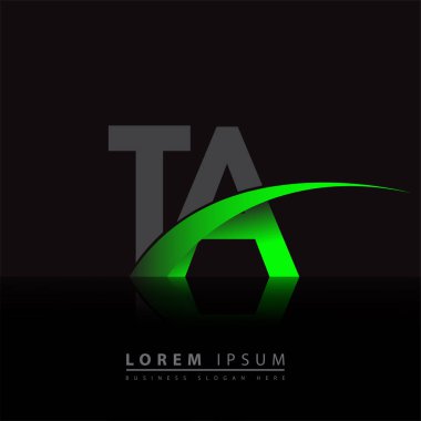 İlk harf TA logotype şirketi ismi yeşil ve siyah Swoosh tasarımı. iş ve şirket kimliği için vektör logosu.