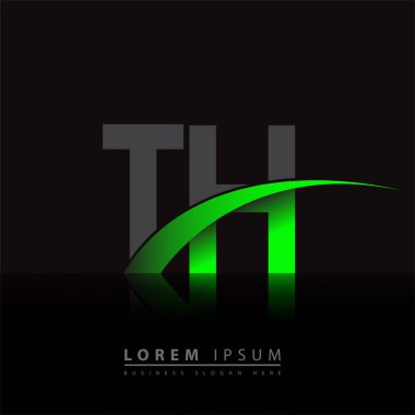 İlk harf TH logotype şirket ismi yeşil ve siyah Swoosh tasarımı. iş ve şirket kimliği için vektör logosu.