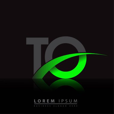 Logotype şirketine ilk harf: Renkli yeşil ve siyah Swoosh tasarımı. iş ve şirket kimliği için vektör logosu.