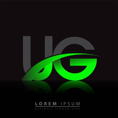 İlk harf UG logotype şirketinin adı yeşil ve siyah Swoosh tasarımı. iş ve şirket kimliği için vektör logosu.