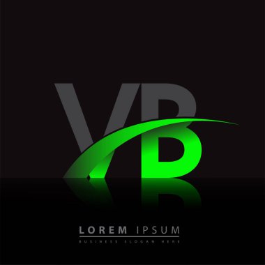 İlk harf VB logotype şirket adı yeşil ve siyah swoosh tasarımı. iş ve şirket kimliği için vektör logosu.