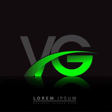 İlk harf VG logotype şirketinin adı yeşil ve siyah Swoosh tasarımı. iş ve şirket kimliği için vektör logosu.