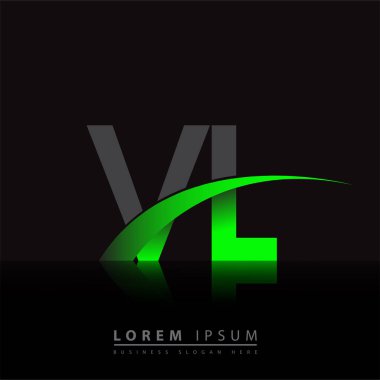 İlk harf VL logotype şirket adı yeşil ve siyah swoosh tasarımı. iş ve şirket kimliği için vektör logosu.