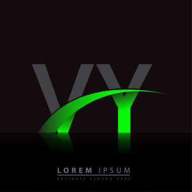 İlk harf VY logotype şirketinin adı yeşil ve siyah Swoosh tasarımı. iş ve şirket kimliği için vektör logosu.