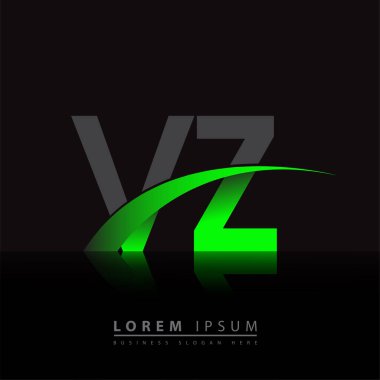 İlk harf VZ logotype şirket adı yeşil ve siyah swoosh tasarımı. iş ve şirket kimliği için vektör logosu.