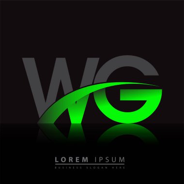 İlk harf WG logotype şirket adı yeşil ve siyah swoosh tasarımı. iş ve şirket kimliği için vektör logosu.