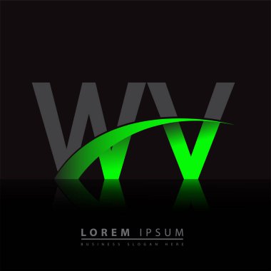 İlk harf WV logotype şirket adı yeşil ve siyah swoosh tasarımı. iş ve şirket kimliği için vektör logosu.