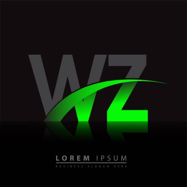İlk harf WZ logotype şirket adı yeşil ve siyah swoosh tasarımı. iş ve şirket kimliği için vektör logosu.