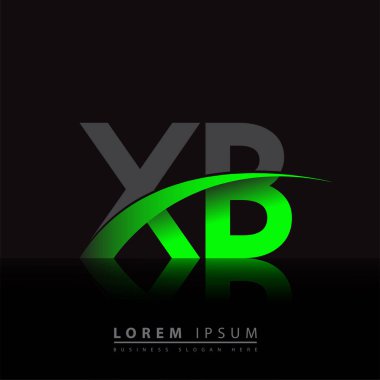 İlk harf XB logotype şirket adı yeşil ve siyah swoosh tasarımı. iş ve şirket kimliği için vektör logosu.