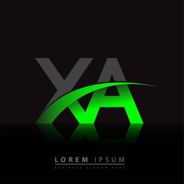 İlk harf XA logotype şirketi ismi yeşil ve siyah Swoosh tasarımı. iş ve şirket kimliği için vektör logosu.