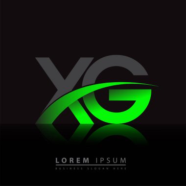 İlk harf XG logotype şirket adı yeşil ve siyah swoosh tasarımı. iş ve şirket kimliği için vektör logosu.