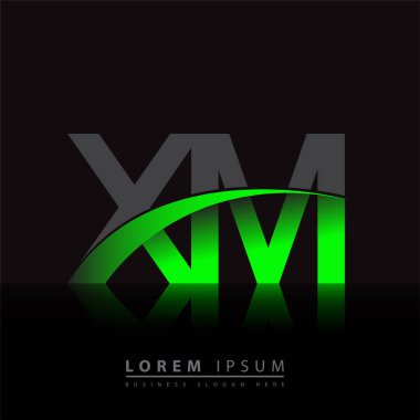 İlk harf XM logotype şirket adı yeşil ve siyah swoosh tasarımı. iş ve şirket kimliği için vektör logosu.