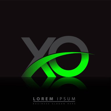 İlk harf XO logotype şirket adı yeşil ve siyah swoosh tasarımı. iş ve şirket kimliği için vektör logosu.