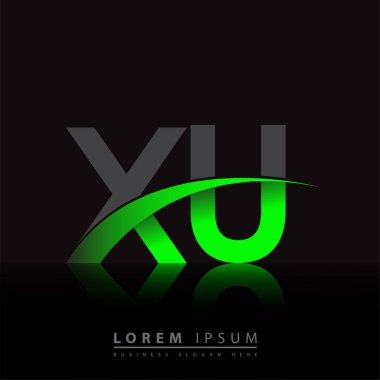 İlk harf XU logotype şirket ismi yeşil ve siyah swoosh tasarımı. iş ve şirket kimliği için vektör logosu.
