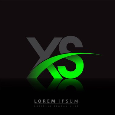 İlk harf XS logotype şirketi ismi yeşil ve siyah Swoosh tasarımı. iş ve şirket kimliği için vektör logosu.