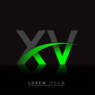 İlk harf XV logotype şirket adı yeşil ve siyah swoosh tasarımı. iş ve şirket kimliği için vektör logosu.