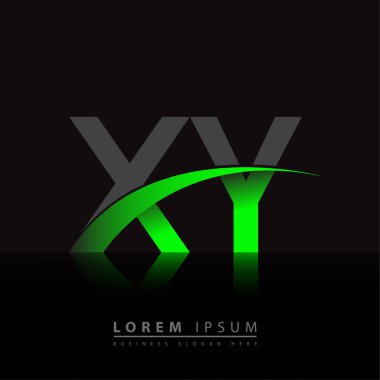 İlk harf XY logotype şirket adı yeşil ve siyah swoosh tasarımı. iş ve şirket kimliği için vektör logosu.