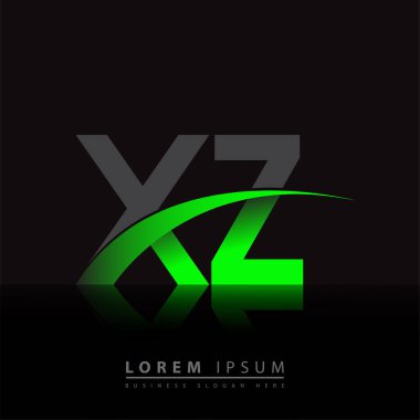 İlk harf XZ logotype şirket adı yeşil ve siyah swoosh tasarımı. iş ve şirket kimliği için vektör logosu.