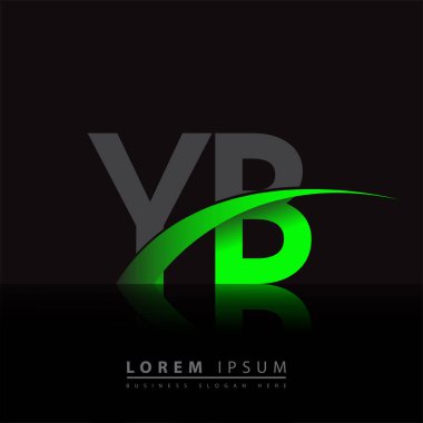İlk harf YB logotype şirket adı yeşil ve siyah swoosh tasarımı. iş ve şirket kimliği için vektör logosu.