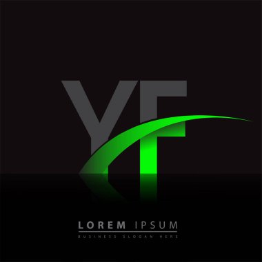 İlk harf YF logotype şirket adı yeşil ve siyah swoosh tasarımı. iş ve şirket kimliği için vektör logosu.