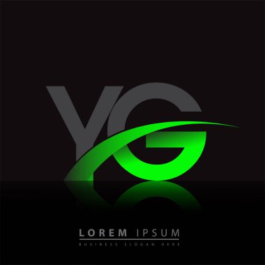 İlk harf YG logotype şirketinin adı yeşil ve siyah Swoosh tasarımı. iş ve şirket kimliği için vektör logosu.