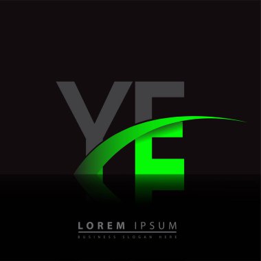 İlk harf YE logotype şirketinin adı yeşil ve siyah Swoosh tasarımı. iş ve şirket kimliği için vektör logosu.