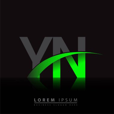 İlk harf YN logotype şirketi ismi yeşil ve siyah Swoosh tasarımı. iş ve şirket kimliği için vektör logosu.