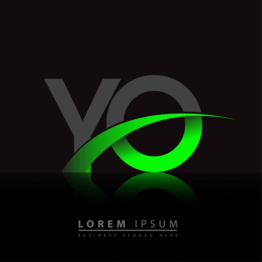 İlk harf YO logotype şirket adı yeşil ve siyah Swoosh tasarımı. iş ve şirket kimliği için vektör logosu.