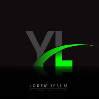 İlk harf YL logotype şirket adı yeşil ve siyah swoosh tasarımı. iş ve şirket kimliği için vektör logosu.