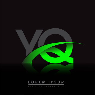 İlk harfi YQ logotype şirketi. Renkli yeşil ve siyah Swoosh tasarımı. iş ve şirket kimliği için vektör logosu.
