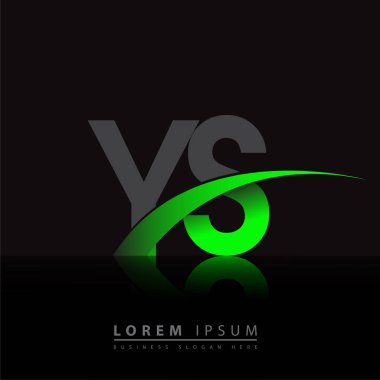 YS logotype şirketinin ilk harfi: Renkli yeşil ve siyah Swoosh tasarımı. iş ve şirket kimliği için vektör logosu.