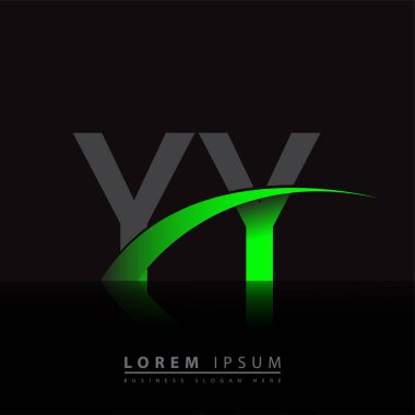 İlk harf YY logotype şirketinin adı yeşil ve siyah Swoosh tasarımı. iş ve şirket kimliği için vektör logosu.