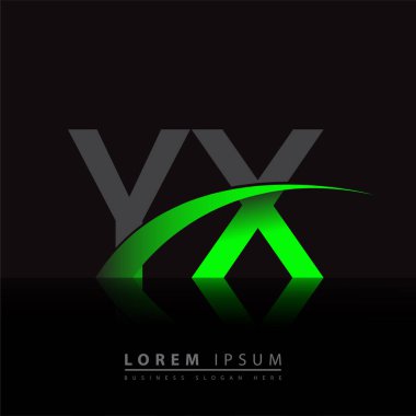 İlk harf YX logotype şirketi ismi yeşil ve siyah Swoosh tasarımı. iş ve şirket kimliği için vektör logosu.