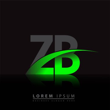 İlk harf ZB logotype şirket adı yeşil ve siyah swoosh tasarımı. iş ve şirket kimliği için vektör logosu.