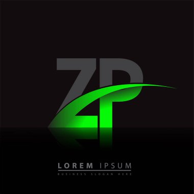 İlk harf ZP logotype şirket adı yeşil ve siyah Swoosh tasarımı. iş ve şirket kimliği için vektör logosu.