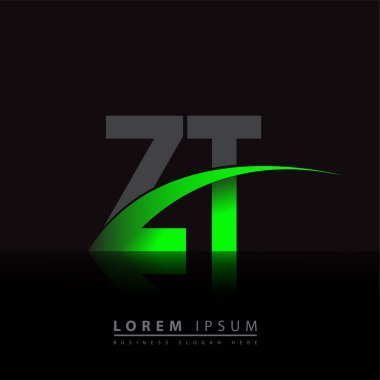 İlk harf ZT logotype şirket ismi yeşil ve siyah Swoosh tasarımı. iş ve şirket kimliği için vektör logosu.