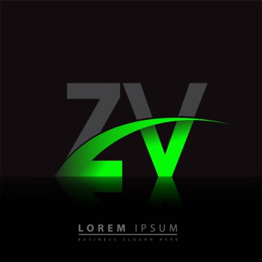 İlk harf ZV logotype şirket adı yeşil ve siyah swoosh tasarımı. iş ve şirket kimliği için vektör logosu.