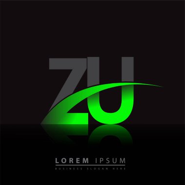 İlk harf ZU logotype şirket adı yeşil ve siyah swoosh tasarımı. iş ve şirket kimliği için vektör logosu.