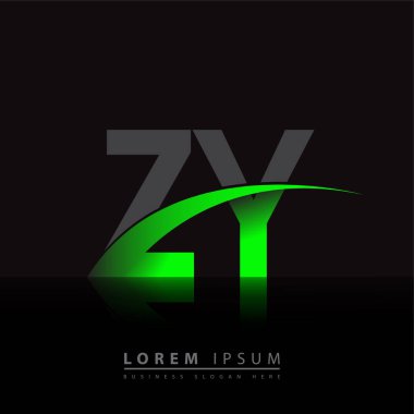 İlk harf ZY logotype şirket adı yeşil ve siyah swoosh tasarımı. iş ve şirket kimliği için vektör logosu.